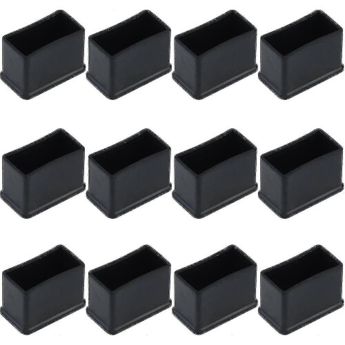 12 Pack 15 X 30 Mm Black Rectangular Rubber Felt Table Or Chair Leg Protector Caps YVE