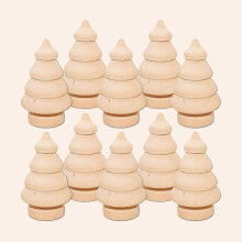10PCS Christmas Tree Unfinished Wooden Peg Dolls DIY Crafts Ornament (134523)