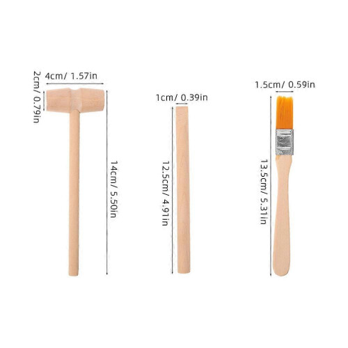 1 Set Kids Excavation Tool Kit Wooden Digging Hammer Chisel Brush Learning Excavation Tools 1