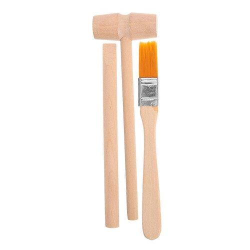 1 Set Kids Excavation Tool Kit Wooden Digging Hammer Chisel Brush Learning Excavation Tools 2