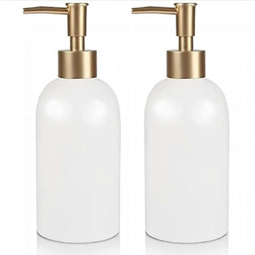 2pc Ceramic Soap Dispenser Ceramic Soap Pump Dispenser Can Fill Liquid For Bathroom Kitchen