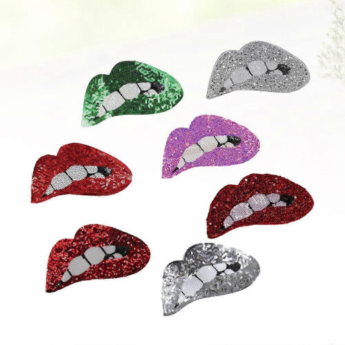 7PCS Sequin Lip Clothes Patches, Creative DIY Decorative Patches, Random Style 1