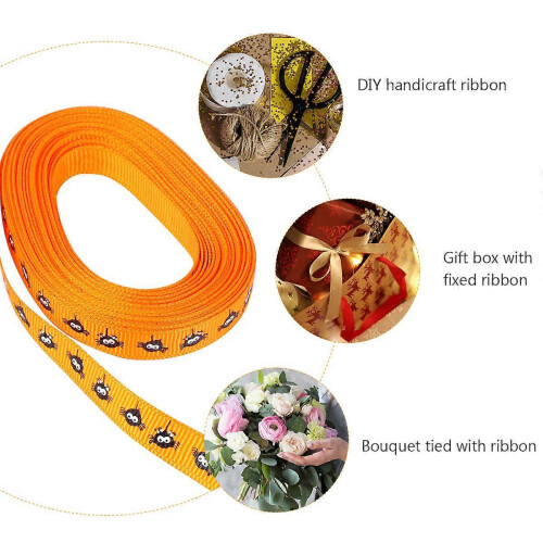 2 Rolls 9mm Decorative Gift Box Packaging Ribbons for Halloween Party 2