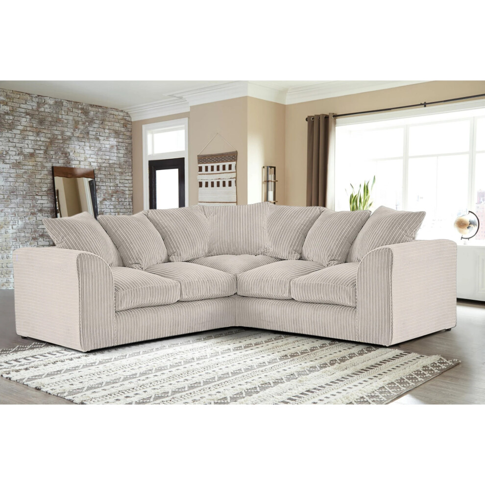 Furniture 786 Jumbo Cord Scatter Back 2C2 Corner Sofa Mink White