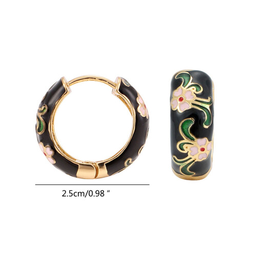 Orecchini a cerchio Huggie in rame, leggeri, con zirconi. 2