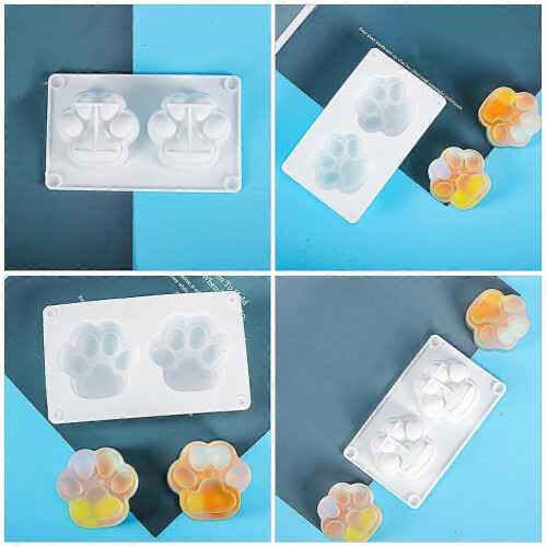 Cat Paw White Silicone Resin Casting Mold for DIY Keychains Pendants Decorative Craft Projects 2