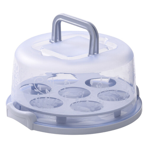 Πλαστικό στρογγυλό δοχείο για κέικ με καπάκι και δύο βάσεις 1