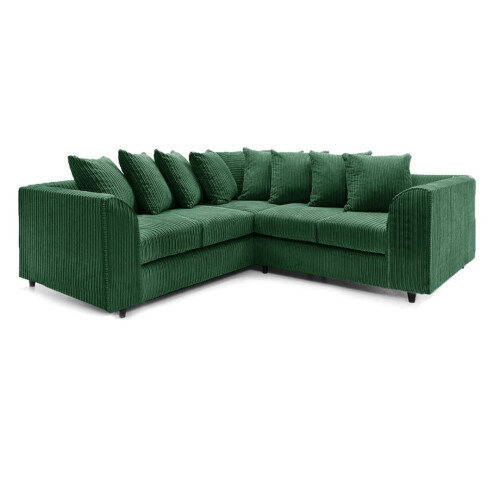 Furniture 786 Jumbo Cord Scatter Back 2c2 Corner Sofa Green 1
