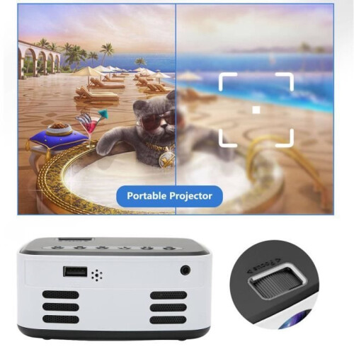 Mini-projector - TBEST - HD 1080P - Draagbaar - Draadloze projectie - Ingebouwde luidsprekers 2