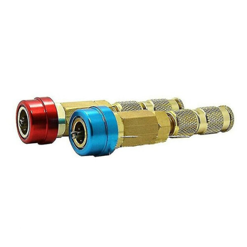 Valve Core Tool Compatible with Car AC Systems, Adjustable 2-Piece Set with High & Low Side Connectors 1