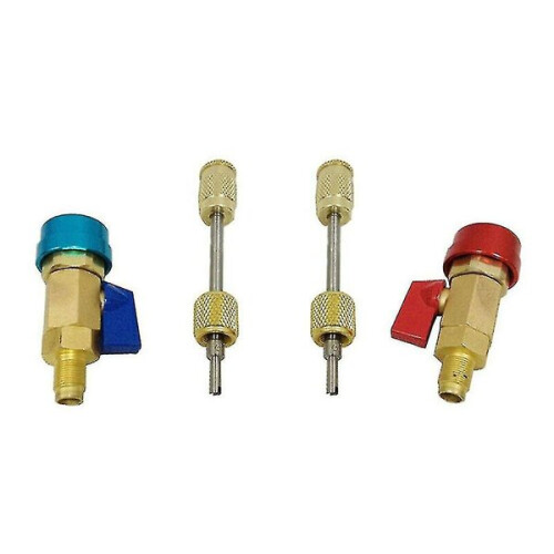 Valve Core Tool Compatible with Car AC Systems, Adjustable 2-Piece Set with High & Low Side Connectors 2
