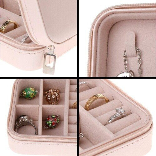 Small Jewellery Box, Folding Design, Zipper Closure, Soft Interior for Storage 2