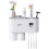 Wall-Mounted Toothbrush Holder with Automatic Toothpaste Dispenser, No Drill Adhesive Mounting, ABS PP PS Plastic, Holds 4 Brushes 2