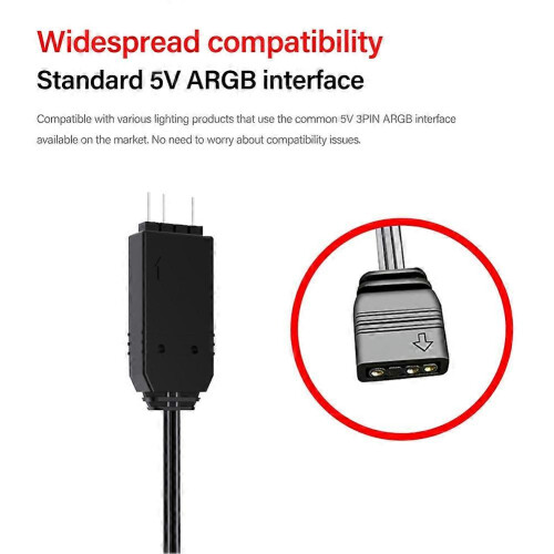 Controller Mini ARGB SATA 5V 3 Pin, Alimentatore per Ventole Case CPU, Dissipazione Calore 1