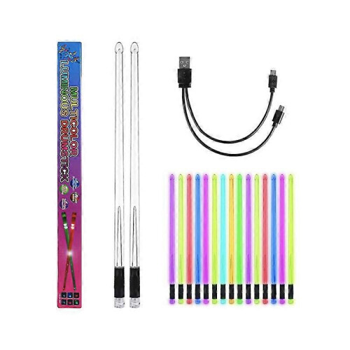 USB Rechargeable Drumsticks compatible with JKW, Motion Activated Light Up with Switch, Polymer Flexible 2