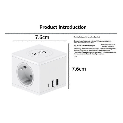 Wireless Charging Cube Socket EU Plug 15W PD 20W Fast Charging Multiple Safety Protection Portable for Office Desk Use 2