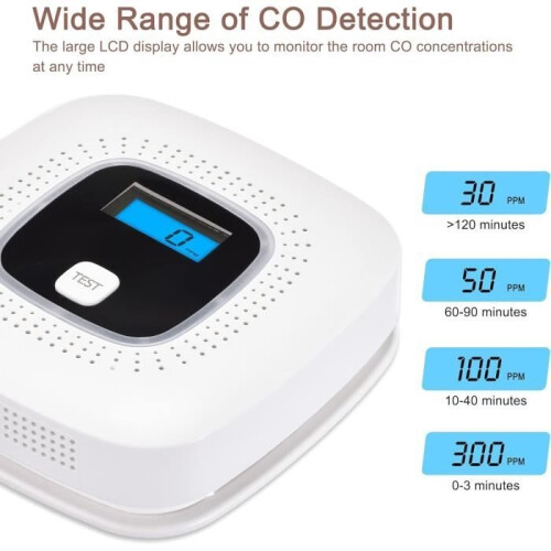 Digitale CO-melder met vervangbare batterij - Digitaal display - Testknop - LED-indicator - Koolmonoxide 1