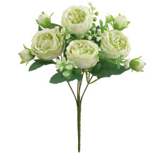 Bouquet de fleurs artificielles vertes de 30 cm (11,8 pouces) réalistes pour mur