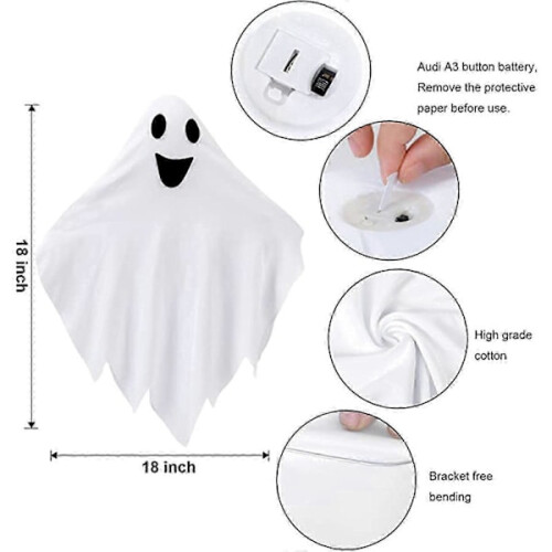 Διακόσμηση με κρεμαστά φαντάσματα για το Halloween με φώτα LED 2