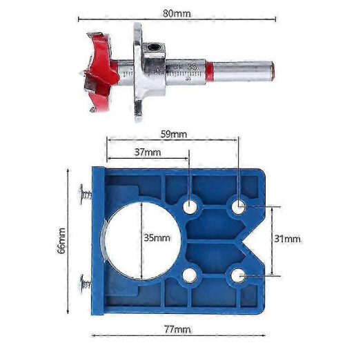 Hinge Jig Drill Bit Set 35mm for Concealed Hinge Mounting Plates with V Locator Removable Depth Stop for Cabinet Fitting 1