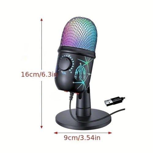Microphone de jeu USB avec éclairage RGB dynamique et réduction du bruit pour PC, streaming et podcast 1