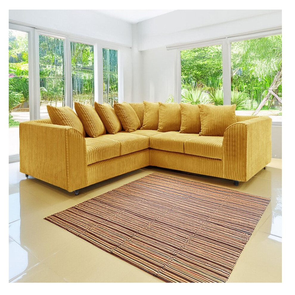 Furniture 786 Jumbo Cord Scatter Back 2C2 Corner Sofa Mustard Clear