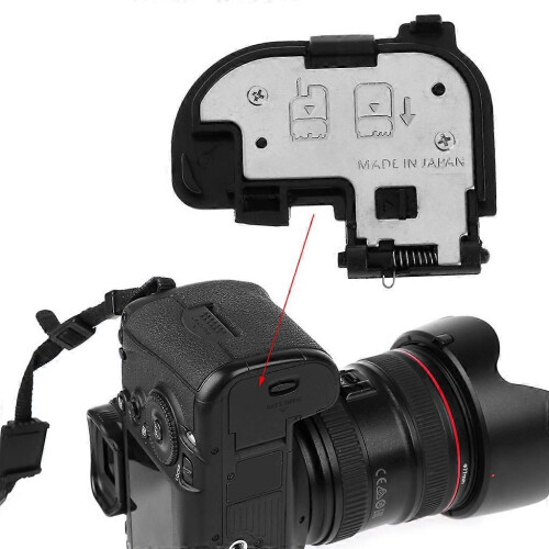 Coperchio sportello batteria compatibile con Canon EOS 7D, colore nero e argento, materiale plastica e metallo 1