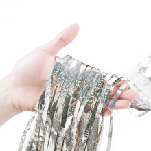 Foliegardinbaggrund Metallisk glitterfrynser 3,3x6,6 fod
