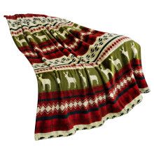 Kerstdeken van fleece met rendieren en sneeuwvlokken