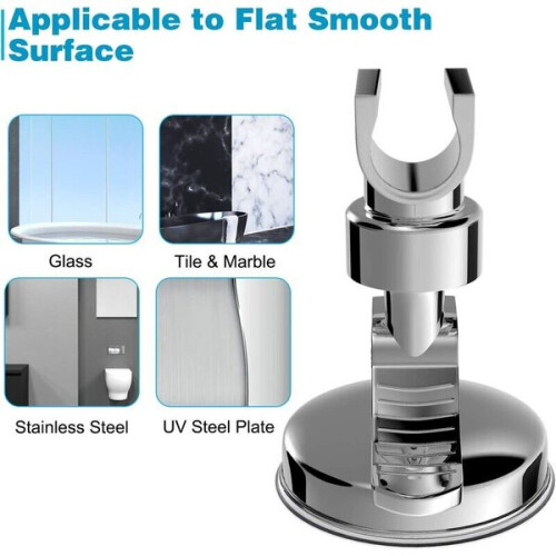 Adjustable Shower Holder, Silver - 5 kg Load, 360 Rotation, Moisture Resistant ABS Mount 2
