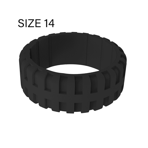 9 mm musta silikoninen parisormussetti koko 14 1