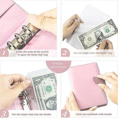 PU Leather Binder 6 Ring with 12 PVC Pockets for Documents, Notes and Cards 1