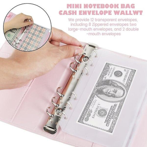 PU Leather Binder 6 Ring with 12 PVC Pockets for Documents, Notes and Cards 2