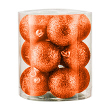 12 Orange Christmas Ball Ornaments Plastic Shiny Glitter