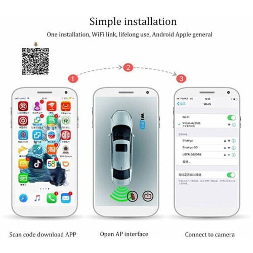 Wireless Backup Camera Compatible with iOS Android, CMOS Sensor, Night Vision, Licence Plate Light Mount 2