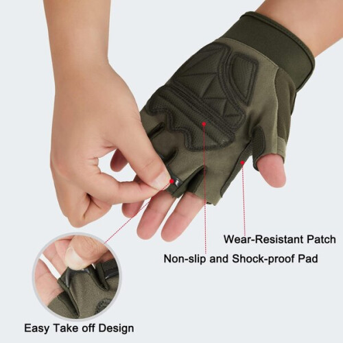 Breathable Padded Motorcycle Gloves Half Finger Design with Adjustable Hook Loop for Summer Riding 2