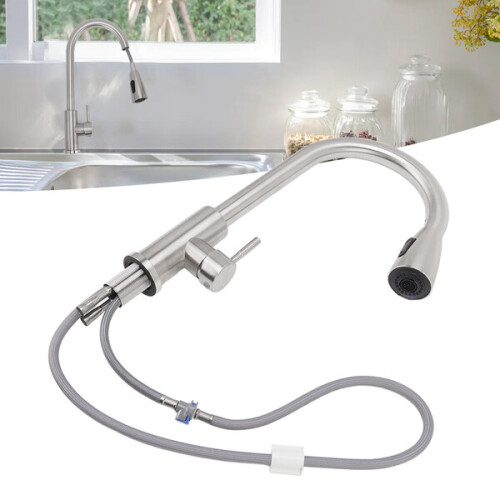 Robinet de cuisine chromé avec bec extensible, rotation 360, commande à levier unique, installation facile 1