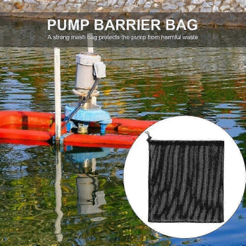 Pump Filter Mesh Bag with Drawstring, Reusable Protector for Pond, Aquarium Pump, Black 2