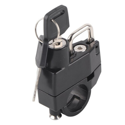 Motorcycle Helmet Lock with 2 Keys Compatible with 22mm Handlebars, Compact and Portable 2