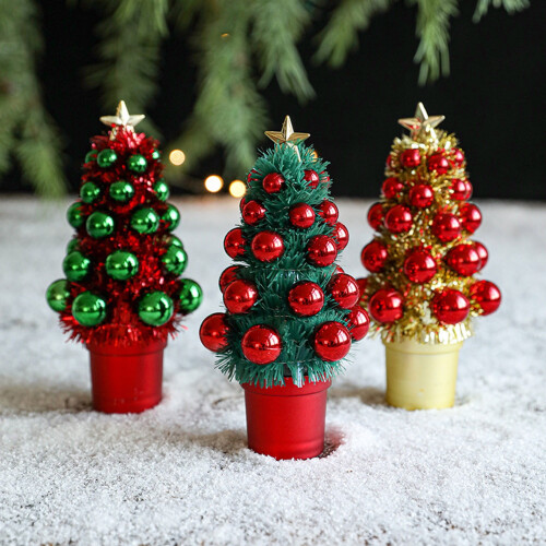 Staron tabletop Christmas tree white with ornaments 2
