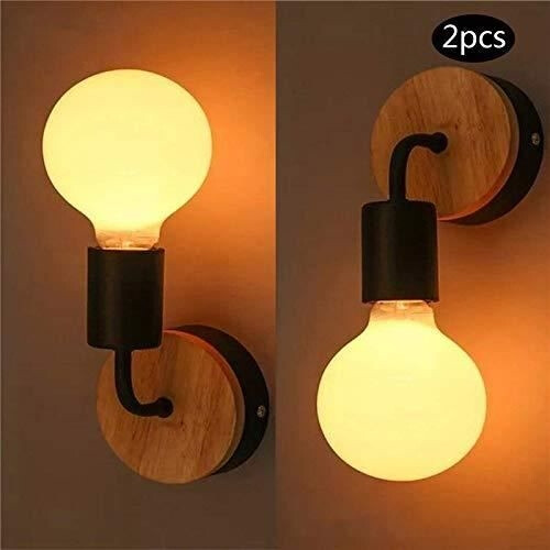 Loft Simplicity E27 LED-wandlamp in zwart - Set van 2 1