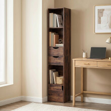 HOMCOM Bookcase with Drawers Adjustable Shelf 158 cm Rustic Brown