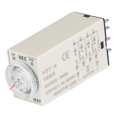 H3Y-4 Time Relay Pointer Control Delay Timer Switch 14-Pin 24VDC 60S 5A Sealed for Automatic Control Remote Control Communication Mechatronics 2