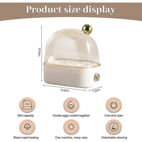 Egg Cooker for 2 Eggs, BPA-Free Food Grade Plastic, Automatic Shut-Off Timer 2