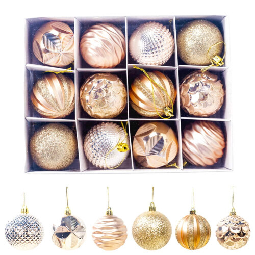 Rose Gold Christmas Tree Ornaments 2.4 Inch 12 Pack 1