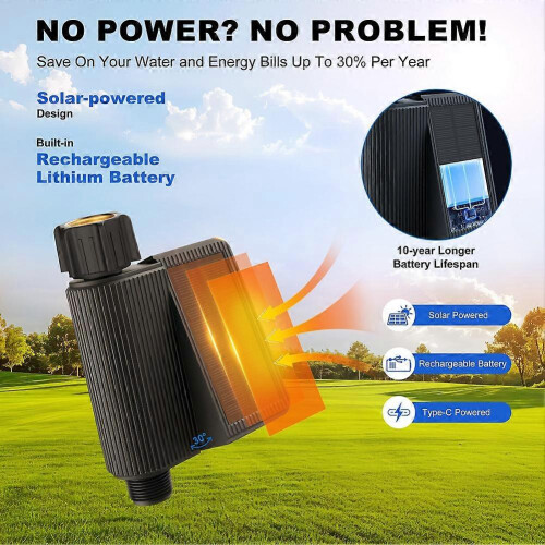 Solar Powered WiFi Sprinkler Timer with Brass Inlet, Automatic Irrigation Controller for Garden, Alexa Google Assistant 1