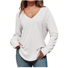 Long Sleeve Shirts for Women Trendy Fall Fashion Dressy-White M