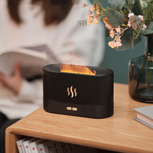 Ultrasonic Humidifier and Diffuser with Fireplace Design, LED Flame Effect for Aromatherapy and Air Humidity 1