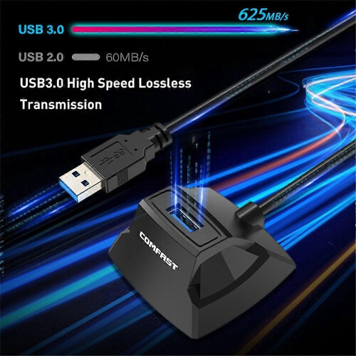 USB 3.0 Extension Cable COMFAST CF-U318 1.2m with Desktop Base Aluminium Foil Shielded for Network Card U Disk Mouse 2