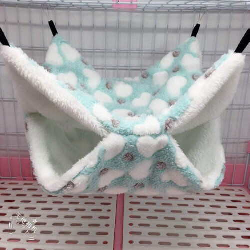 Pet Hammock for Small Pets, Warm Double Layer Bedding, Washable Fabric with Spring Clips 1